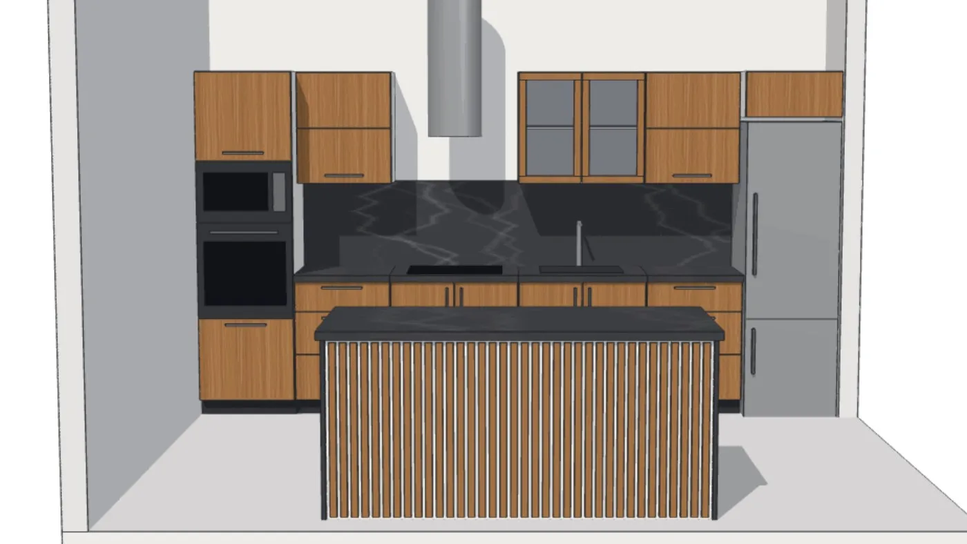 Projeto 3D da cozinha no Calcme 3D